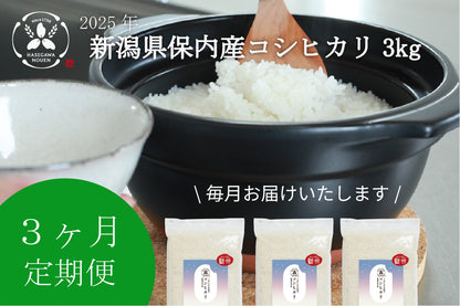 【新米3ヶ月定期】2025年 新潟県保内産コシヒカリ新米 3kg